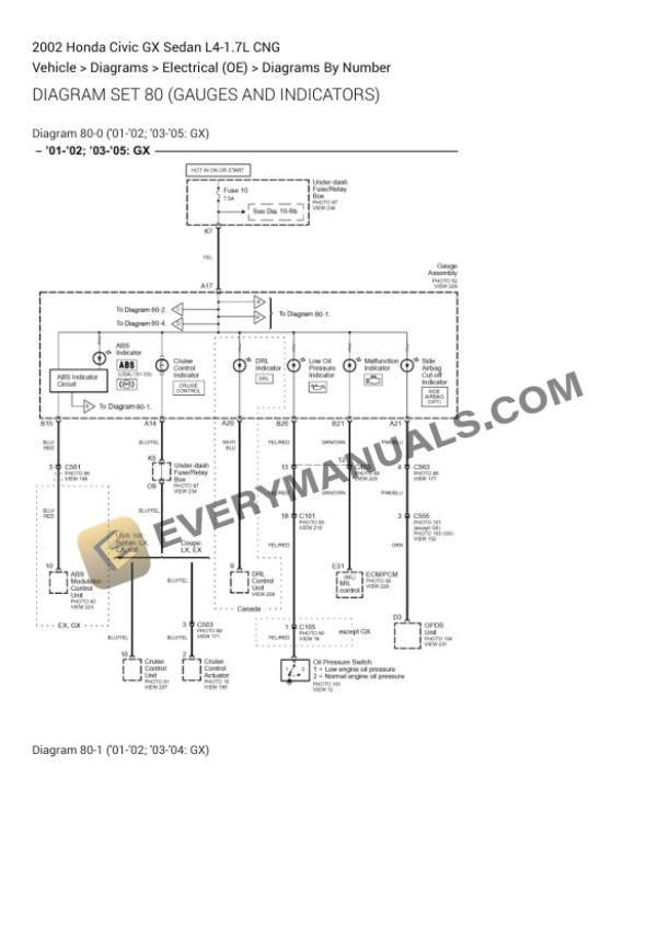 Honda Civic GX Sedan 2002 Electrical Diagrams L4-1.7L CNG 6 Honda Civic GX Sedan 2002 Electrical Diagrams L4-1.7L CNG - Image 4