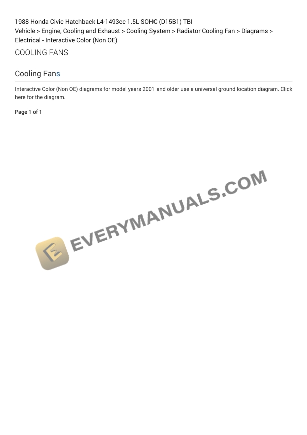 Honda Civic Hatchback 1988 Electrical Diagrams L4-1493cc 1.5L SOHC (D15B1) TBI