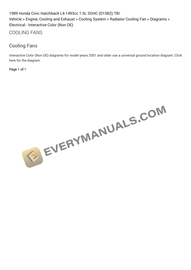 Honda Civic Hatchback 1989 Electrical Diagrams L4-1493cc 1.5L SOHC (D15B2) TBI