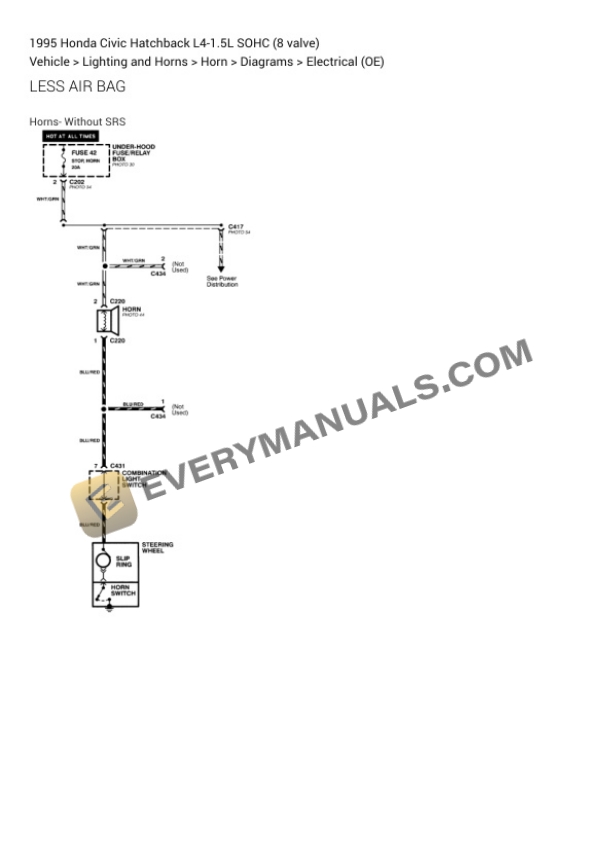 Honda Civic Hatchback 1995 Electrical Diagrams L4-1.5L SOHC (8 valve) 6 Honda Civic Hatchback 1995 Electrical Diagrams L4-1.5L SOHC (8 valve) - Image 4