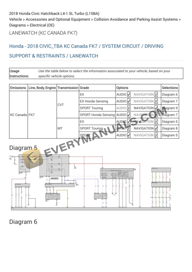 Honda Civic Hatchback 2018 Electrical Diagrams L4-1.5L Turbo (L15BA) 5 Honda Civic Hatchback 2018 Electrical Diagrams L4-1.5L Turbo (L15BA) - Image 3