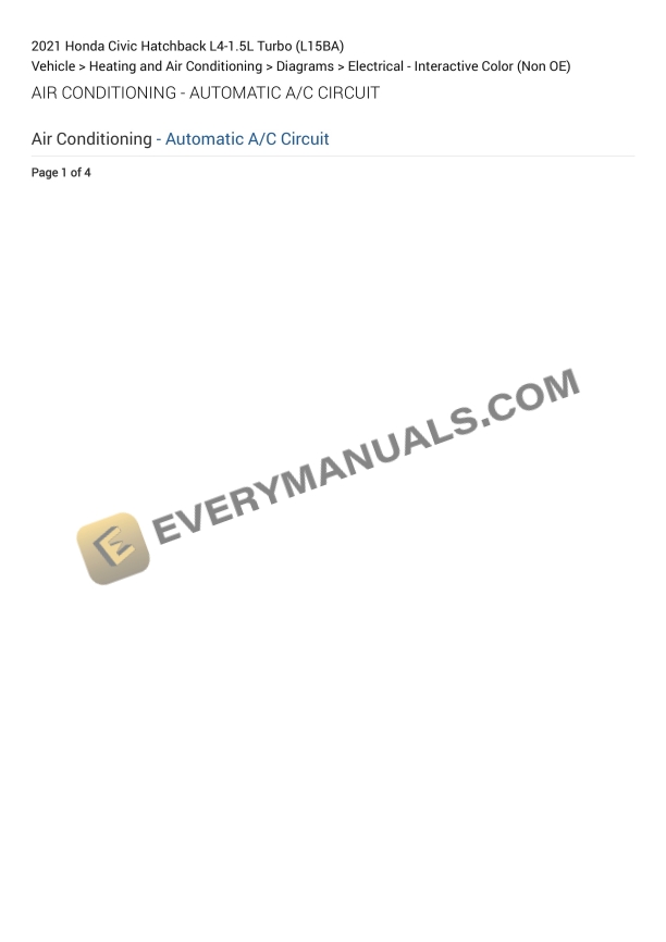 Honda Civic Hatchback 2021 Electrical Diagrams L4-1.5L Turbo (L15BA)