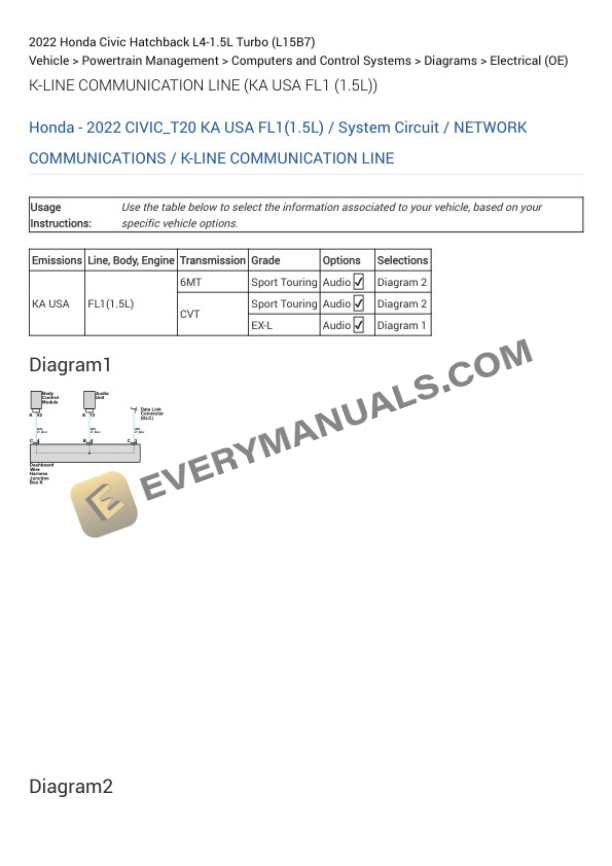 Honda Civic Hatchback 2022 Electrical Diagrams L4-1.5L Turbo (L15B7) 6 Honda Civic Hatchback 2022 Electrical Diagrams L4-1.5L Turbo (L15B7) - Image 4