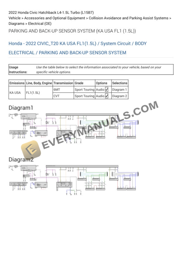 Honda Civic Hatchback 2022 Electrical Diagrams L4-1.5L Turbo (L15B7) 7 Honda Civic Hatchback 2022 Electrical Diagrams L4-1.5L Turbo (L15B7) - Image 5
