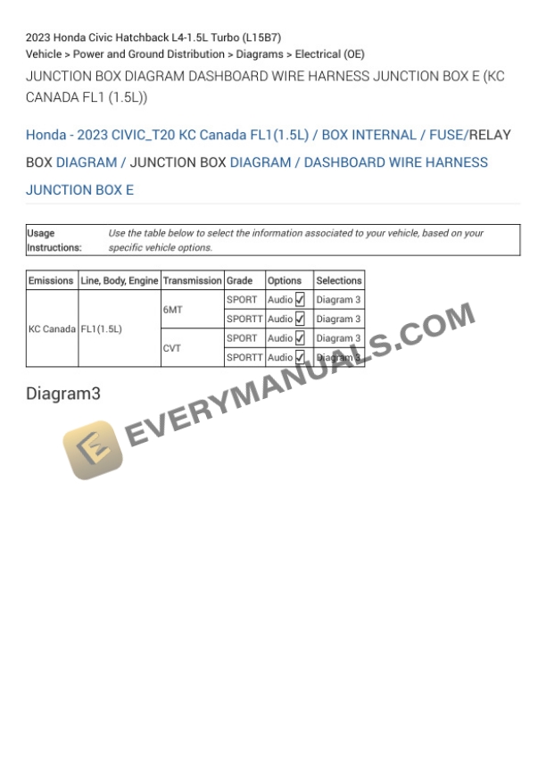 Honda Civic Hatchback 2023 Electrical Diagrams L4-1.5L Turbo (L15B7) 4 Honda Civic Hatchback 2023 Electrical Diagrams L4-1.5L Turbo (L15B7) - Image 2