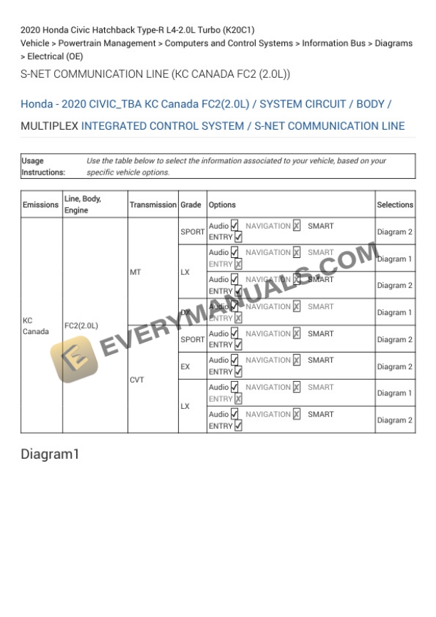 Honda Civic Hatchback Type-R 2020 Electrical Diagrams L4-2.0L Turbo (K20C1) 7 Honda Civic Hatchback Type-R 2020 Electrical Diagrams L4-2.0L Turbo (K20C1) - Image 5