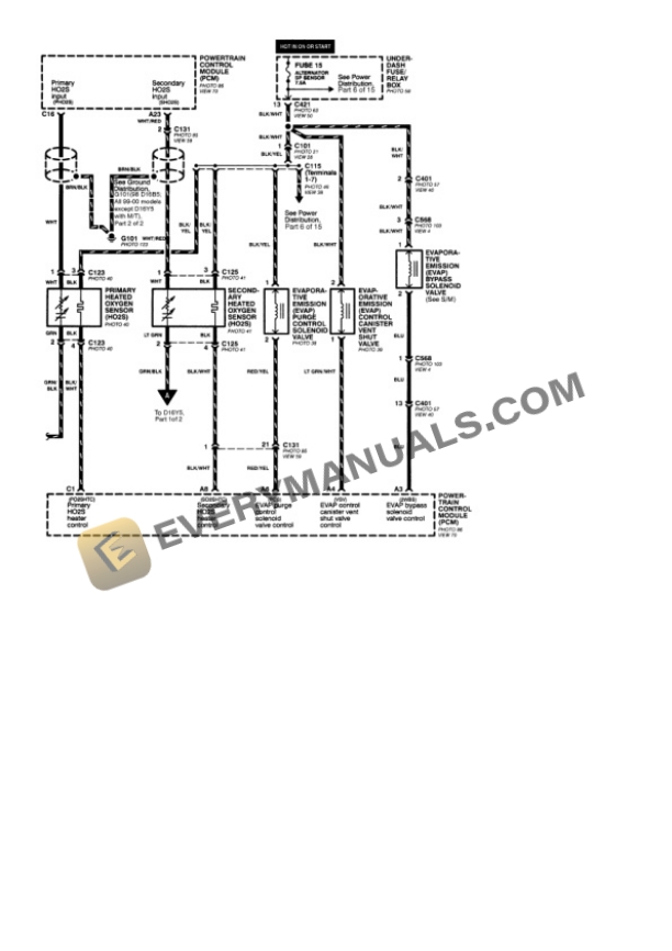 Honda Civic HX Coupe 2000 Electrical Diagrams L4-1590cc 1.6L SOHC (VTEC-E) MFI 4 Honda Civic HX Coupe 2000 Electrical Diagrams L4-1590cc 1.6L SOHC (VTEC-E) MFI - Image 2