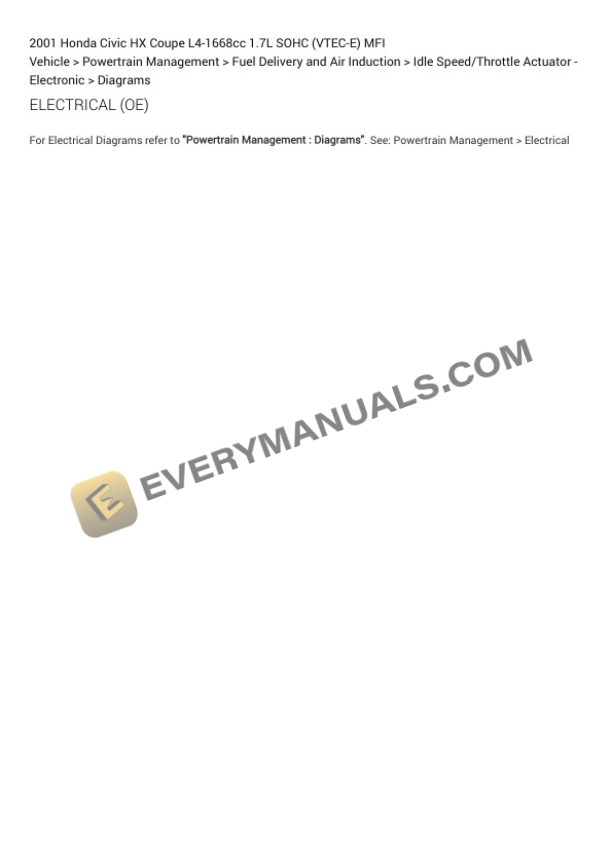 Honda Civic HX Coupe 2001 Electrical Diagrams L4-1668cc 1.7L SOHC (VTEC-E) MFI 7 Honda Civic HX Coupe 2001 Electrical Diagrams L4-1668cc 1.7L SOHC (VTEC-E) MFI - Image 5