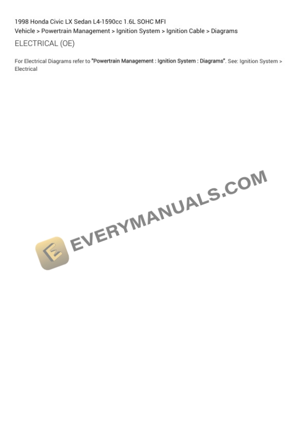 Honda Civic LX Sedan 1998 Electrical Diagrams L4-1590cc 1.6L SOHC MFI 5 Honda Civic LX Sedan 1998 Electrical Diagrams L4-1590cc 1.6L SOHC MFI - Image 3