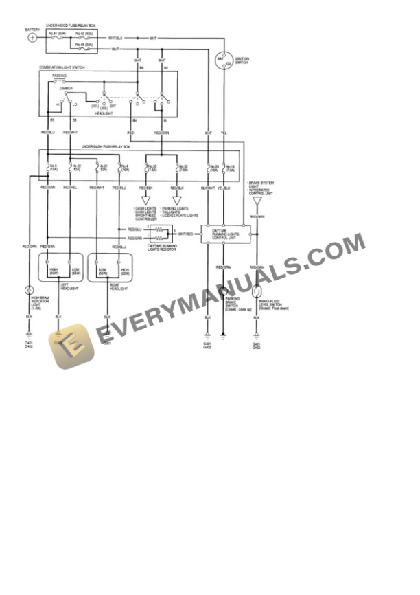 Honda Civic LX Sedan 1999 Electrical Diagrams L4-1590cc 1.6L SOHC MFI 6 Honda Civic LX Sedan 1999 Electrical Diagrams L4-1590cc 1.6L SOHC MFI - Image 4
