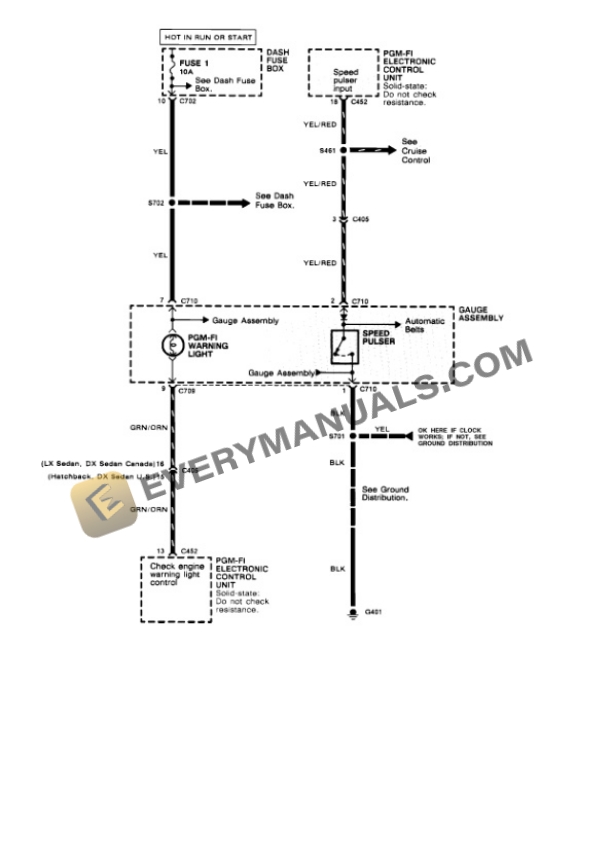 Honda Civic Sedan 1991 Electrical Diagrams L4-1493cc 1.5L SOHC (D15B2) TBI 7 Honda Civic Sedan 1991 Electrical Diagrams L4-1493cc 1.5L SOHC (D15B2) TBI - Image 5