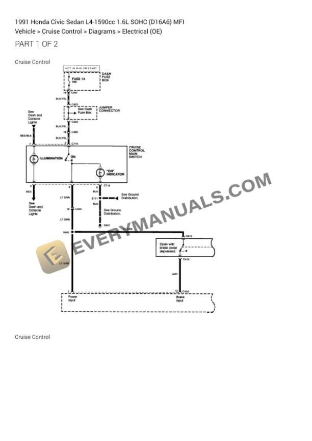 Honda Civic Sedan 1991 Electrical Diagrams L4-1590cc 1.6L SOHC (D16A6) MFI 4 Honda Civic Sedan 1991 Electrical Diagrams L4-1590cc 1.6L SOHC (D16A6) MFI - Image 2