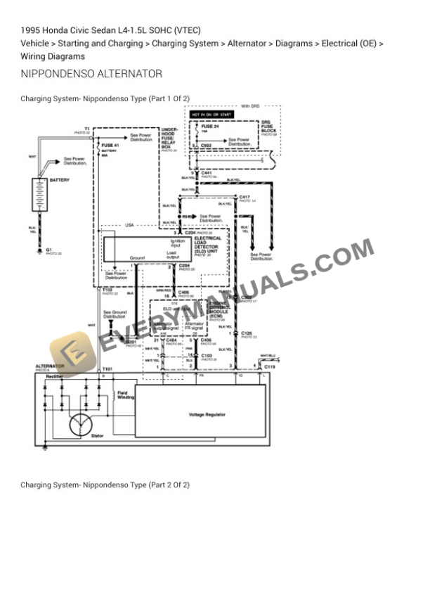 Honda Civic Sedan 1995 Electrical Diagrams L4-1.5L SOHC (VTEC) 5 Honda Civic Sedan 1995 Electrical Diagrams L4-1.5L SOHC (VTEC) - Image 3