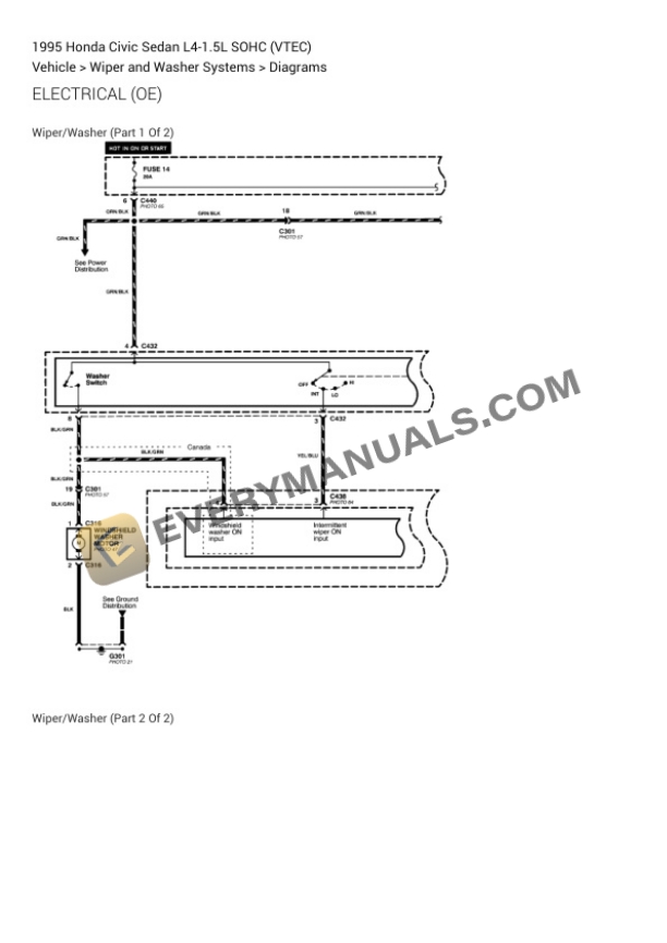 Honda Civic Sedan 1995 Electrical Diagrams L4-1.5L SOHC (VTEC) 7 Honda Civic Sedan 1995 Electrical Diagrams L4-1.5L SOHC (VTEC) - Image 5