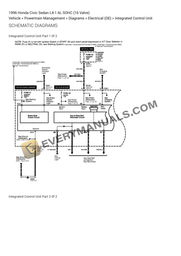 Honda Civic Sedan 1996 Electrical Diagrams L4-1.6L SOHC (16 Valve) 7 Honda Civic Sedan 1996 Electrical Diagrams L4-1.6L SOHC (16 Valve) - Image 5