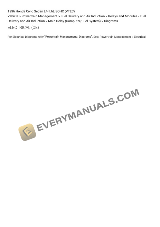 Honda Civic Sedan 1996 Electrical Diagrams L4-1.6L SOHC (VTEC) 5 Honda Civic Sedan 1996 Electrical Diagrams L4-1.6L SOHC (VTEC) - Image 3