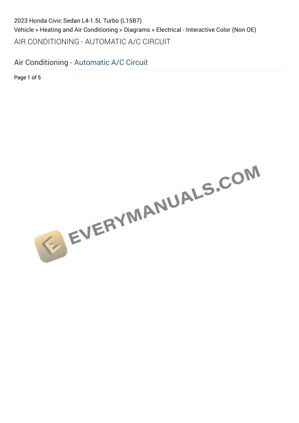 Honda Civic Sedan 2023 Electrical Diagrams L4-1.5L Turbo (L15B7)