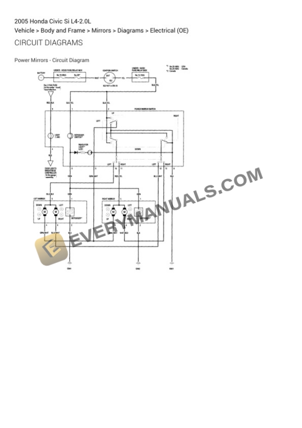 Honda Civic Si 2005 Electrical Diagrams L4-2.0L 4 Honda Civic Si 2005 Electrical Diagrams L4-2.0L - Image 2