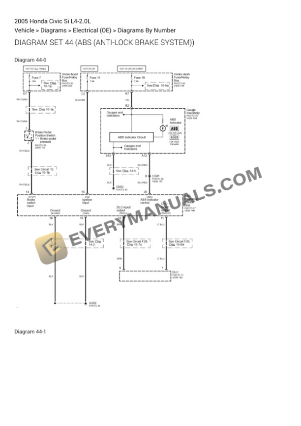 Honda Civic Si 2005 Electrical Diagrams L4-2.0L 6 Honda Civic Si 2005 Electrical Diagrams L4-2.0L - Image 4