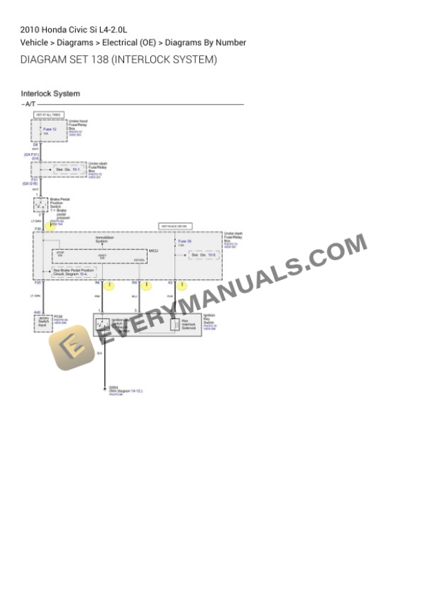 Honda Civic Si 2010 Electrical Diagrams L4-2.0L 4 Honda Civic Si 2010 Electrical Diagrams L4-2.0L - Image 2