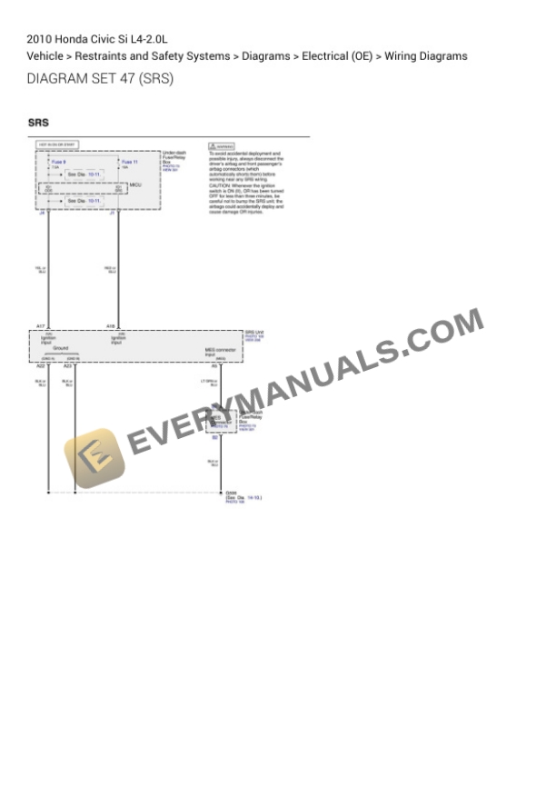 Honda Civic Si 2010 Electrical Diagrams L4-2.0L 7 Honda Civic Si 2010 Electrical Diagrams L4-2.0L - Image 5