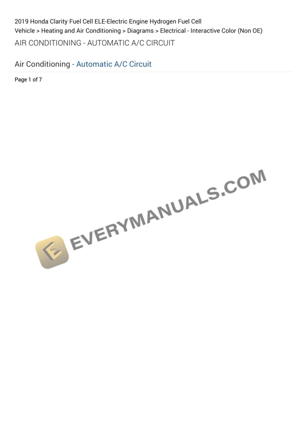 Honda Clarity Fuel Cell 2019 Electrical Diagrams ELE-Electric Engine Hydrogen Fuel Cell