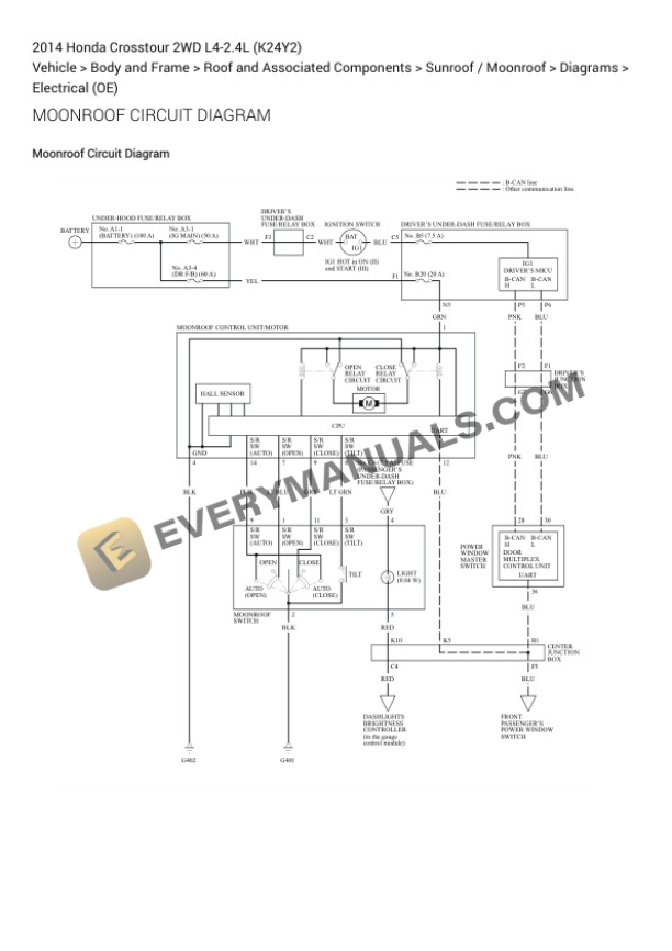 Honda Crosstour 2WD 2014 Electrical Diagrams L4-2.4L (K24Y2) 6 Honda Crosstour 2WD 2014 Electrical Diagrams L4-2.4L (K24Y2) - Image 4