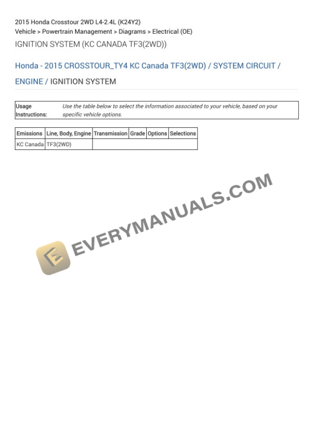 Honda Crosstour 2WD 2015 Electrical Diagrams L4-2.4L (K24Y2) 5 Honda Crosstour 2WD 2015 Electrical Diagrams L4-2.4L (K24Y2) - Image 3