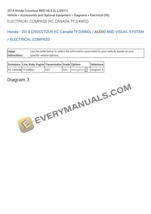 Honda Crosstour 4WD 2014 Electrical Diagrams V6-3.5L (J35Y1) 4 Honda Crosstour 4WD 2014 Electrical Diagrams V6-3.5L (J35Y1) - Image 2