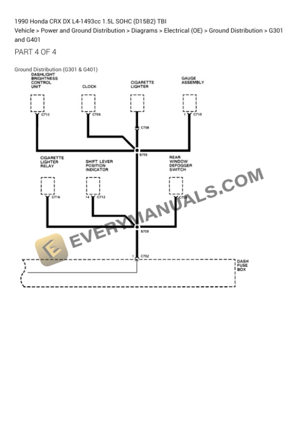 Honda CRX DX 1990 Electrical Diagrams L4-1493cc 1.5L SOHC (D15B2) TBI 6 Honda CRX DX 1990 Electrical Diagrams L4-1493cc 1.5L SOHC (D15B2) TBI - Image 4