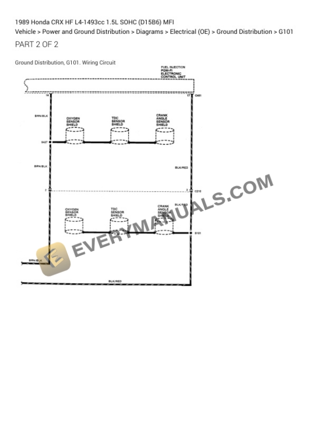 Honda CRX HF 1989 Electrical Diagrams L4-1493cc 1.5L SOHC (D15B6) MFI 5 Honda CRX HF 1989 Electrical Diagrams L4-1493cc 1.5L SOHC (D15B6) MFI - Image 3