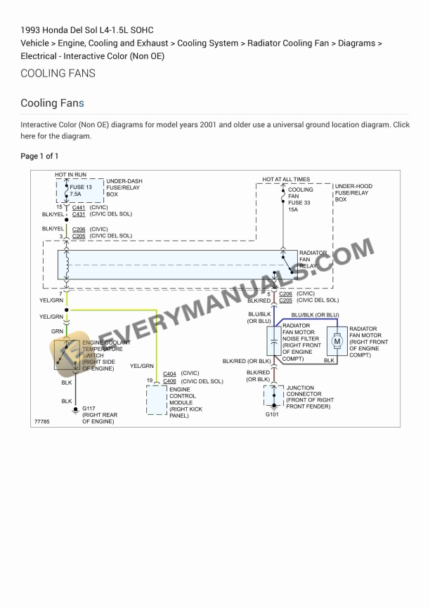 honda del sol 1993 electrical diagrams l4 15l sohc 1