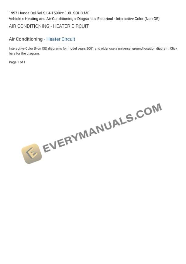 Honda Del Sol S 1997 Electrical Diagrams L4-1590cc 1.6L SOHC MFI