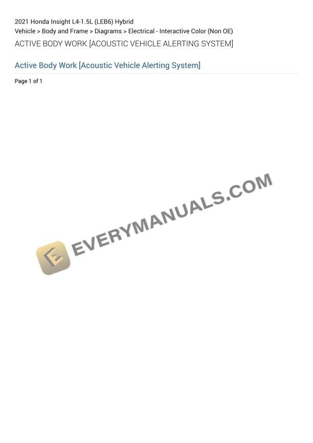 Honda Insight 2021 Electrical Diagrams L4-1.5L (LEB6) Hybrid