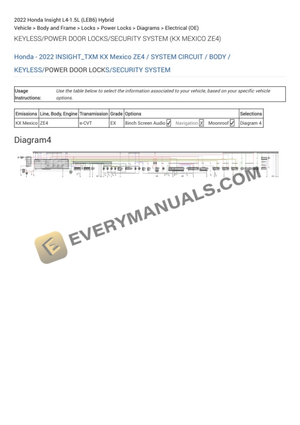 Honda Insight 2022 Electrical Diagrams L4-1.5L (LEB6) Hybrid 6 Honda Insight 2022 Electrical Diagrams L4-1.5L (LEB6) Hybrid - Image 4