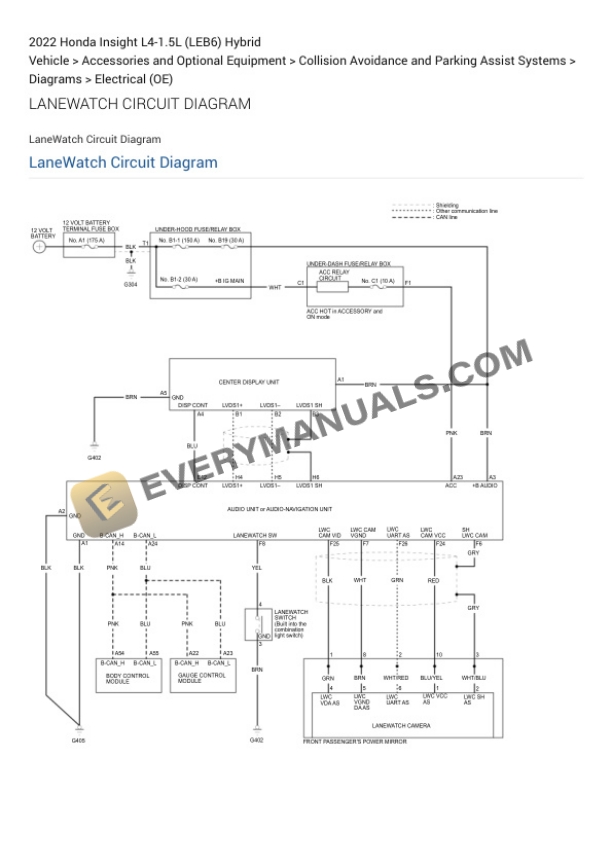 Honda Insight 2022 Electrical Diagrams L4-1.5L (LEB6) Hybrid 7 Honda Insight 2022 Electrical Diagrams L4-1.5L (LEB6) Hybrid - Image 5