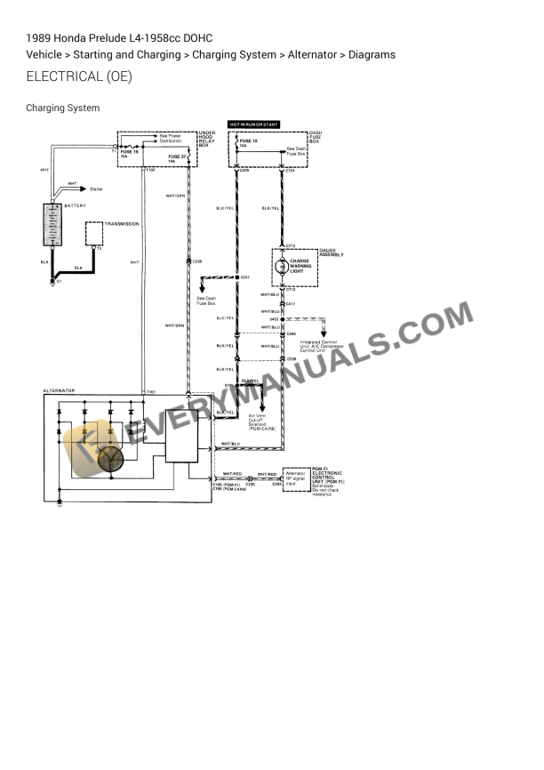 honda prelude 1989 electrical diagrams l4 1958cc dohc 1