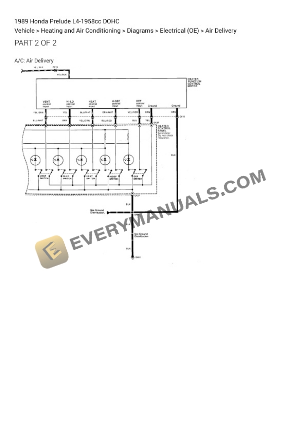 Honda Prelude 1989 Electrical Diagrams L4-1958cc DOHC 4 Honda Prelude 1989 Electrical Diagrams L4-1958cc DOHC - Image 2