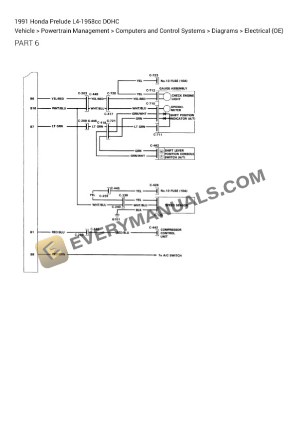 Honda Prelude 1991 Electrical Diagrams L4-1958cc DOHC 6 Honda Prelude 1991 Electrical Diagrams L4-1958cc DOHC - Image 4