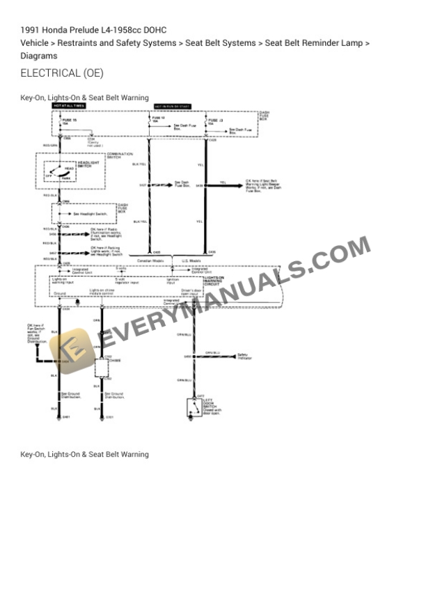 Honda Prelude 1991 Electrical Diagrams L4-1958cc DOHC 7 Honda Prelude 1991 Electrical Diagrams L4-1958cc DOHC - Image 5