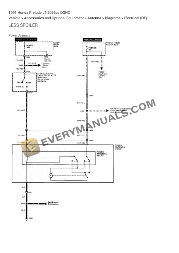 Honda Prelude 1991 Electrical Diagrams L4-2056cc DOHC 4 Honda Prelude 1991 Electrical Diagrams L4-2056cc DOHC - Image 2