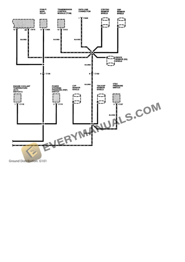 Honda Prelude 1993 Electrical Diagrams L4-2.2L DOHC (VTEC) 4 Honda Prelude 1993 Electrical Diagrams L4-2.2L DOHC (VTEC) - Image 2