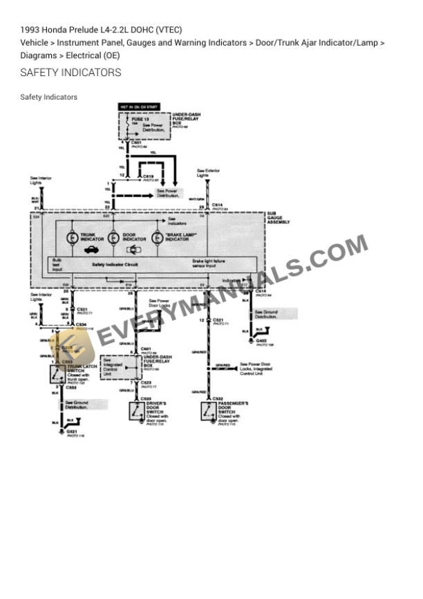 Honda Prelude 1993 Electrical Diagrams L4-2.2L DOHC (VTEC) 7 Honda Prelude 1993 Electrical Diagrams L4-2.2L DOHC (VTEC) - Image 5