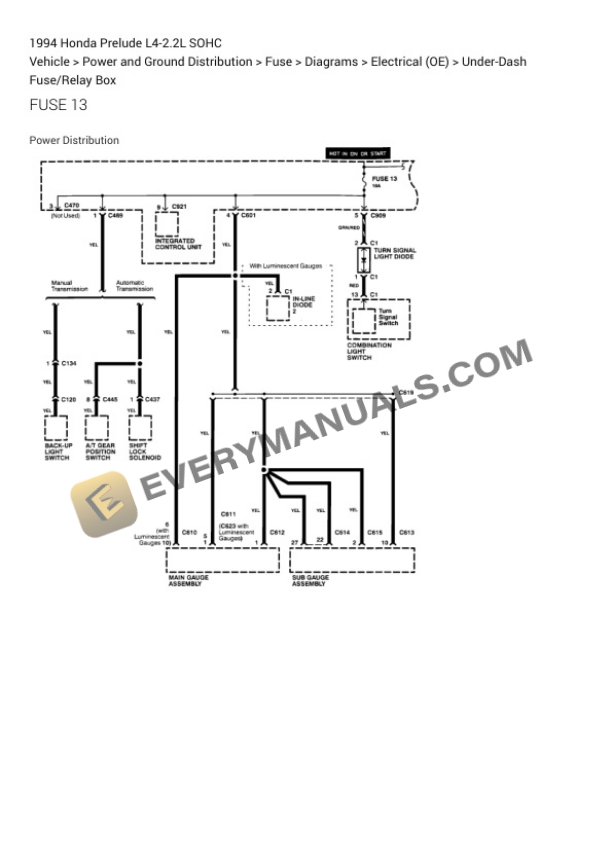 Honda Prelude 1994 Electrical Diagrams L4-2.2L SOHC 4 Honda Prelude 1994 Electrical Diagrams L4-2.2L SOHC - Image 2