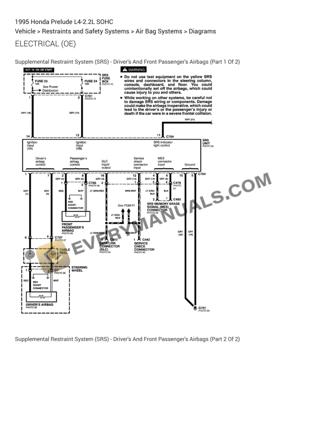 honda prelude 1995 electrical diagrams l4 22l sohc 1