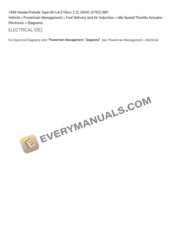 Honda Prelude Type-SH 1999 Electrical Diagrams L4-2156cc 2.2L DOHC (VTEC) MFI 5 Honda Prelude Type-SH 1999 Electrical Diagrams L4-2156cc 2.2L DOHC (VTEC) MFI - Image 3