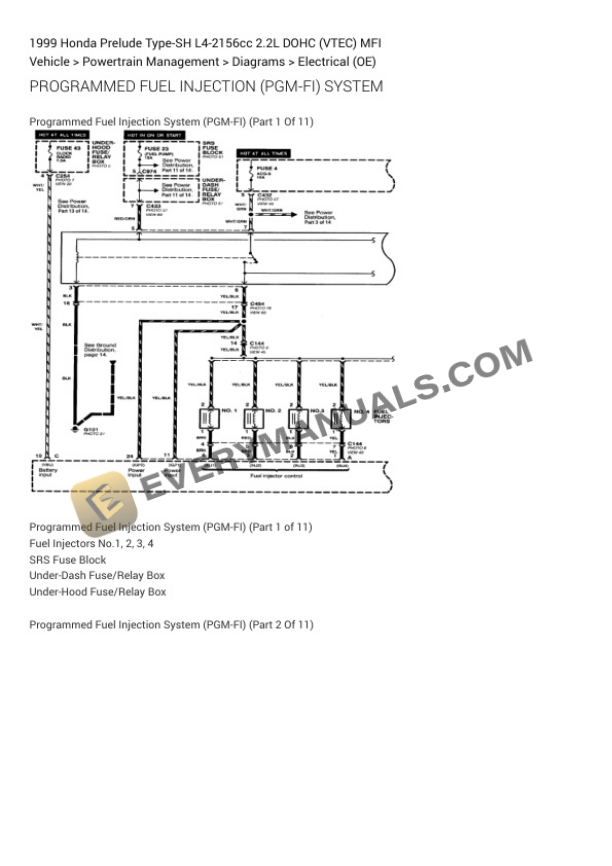 Honda Prelude Type-SH 1999 Electrical Diagrams L4-2156cc 2.2L DOHC (VTEC) MFI 7 Honda Prelude Type-SH 1999 Electrical Diagrams L4-2156cc 2.2L DOHC (VTEC) MFI - Image 5