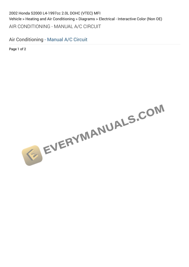 Honda S2000 2002 Electrical Diagrams L4-1997cc 2.0L DOHC (VTEC) MFI 3 Honda S2000 2002 Electrical Diagrams L4-1997cc 2.0L DOHC (VTEC) MFI