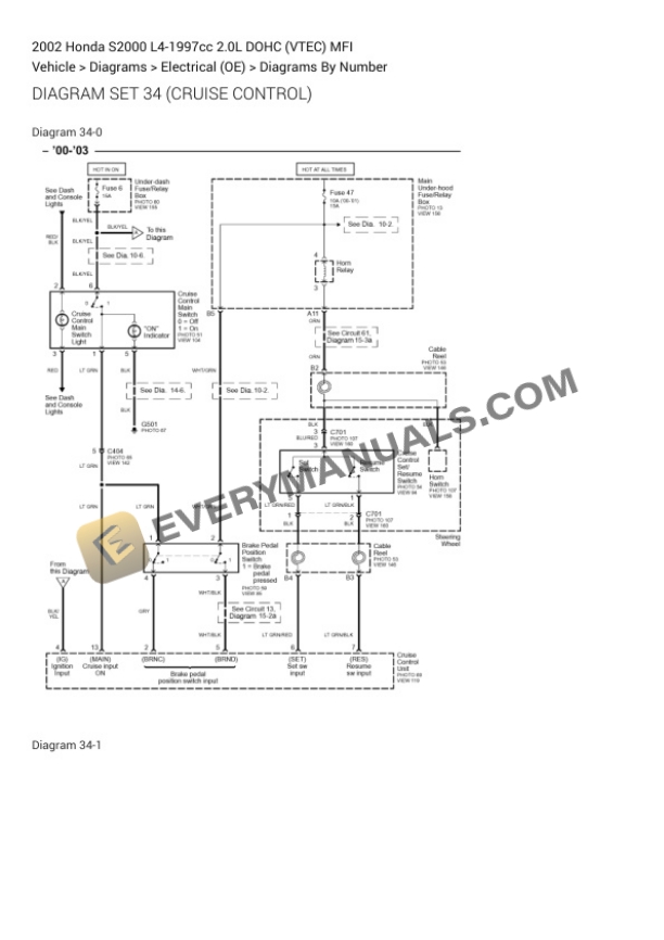 Honda S2000 2002 Electrical Diagrams L4-1997cc 2.0L DOHC (VTEC) MFI 5 Honda S2000 2002 Electrical Diagrams L4-1997cc 2.0L DOHC (VTEC) MFI - Image 3