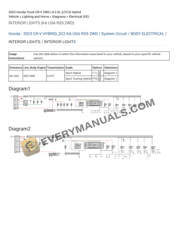 Honda Truck CR-V 2WD 2023 Electrical Diagrams L4-2.0L (LFC3) Hybrid 5 Honda Truck CR-V 2WD 2023 Electrical Diagrams L4-2.0L (LFC3) Hybrid - Image 3